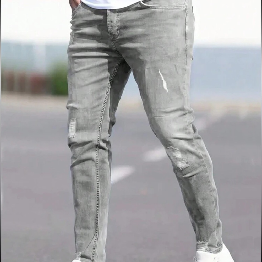 Men's Ripped Skinny Jeans With Pockets